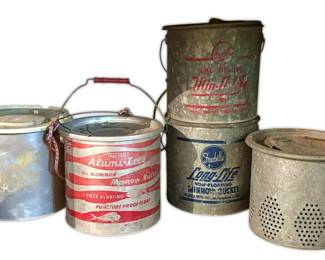 Vintage Aluminum Minnow Buckets