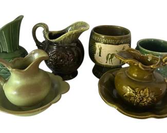 Green Pottery Pitchers Vase McCoy, Hull, Haeger, Frankoma