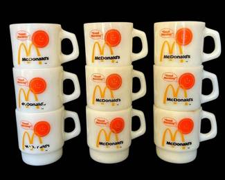 9 McDonalds Milk Glass Advertising Mugs