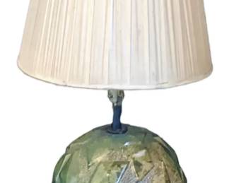 MCM Chunky Green Geometric Glass Table Lamp
