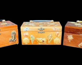 Three Wooden Decoupage Purses