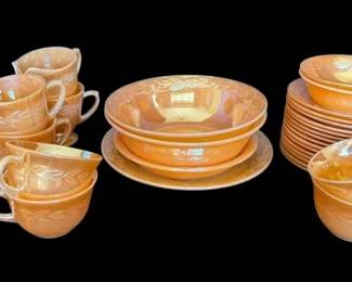 FireKing Peach Luster Bowls, Tea Cups, Saucers, Creamers, More