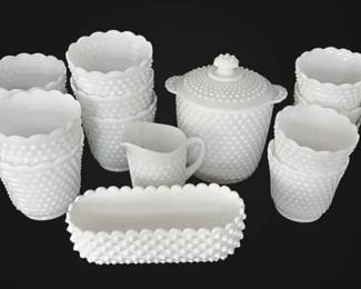 22pc FireKing Hobnail Milk Glass Planters