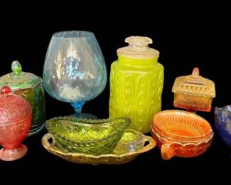 Vintage Colorful Glassware Carnival, Avon, More