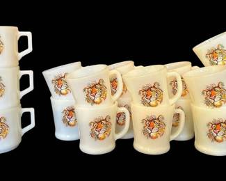 18 FireKing Esso Tiger Milk Glass Mugs