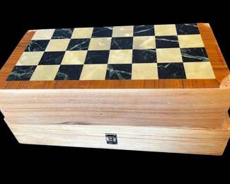 Carved Wooden Stone Chess Board Sets Complete