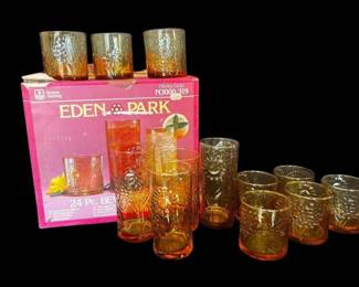Vintage Anchor Hocking Eden Park Beverage Set in Honey Gold