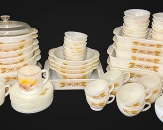 FireKing Golden Wheat Baking Dishes Teacups