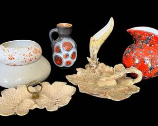 West German Fat Lava Pottery, Pitcher, Vintage Planters, Trays