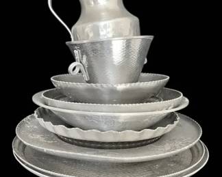 Vintage Pewter Serving Ware Lazy Susans, Pitcher, Trays, More