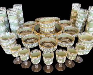 Jeannette Hellenic Green Glasses Bowls, More