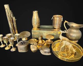 Brass Coin Counter, Pitcher, Animal Figurines, More