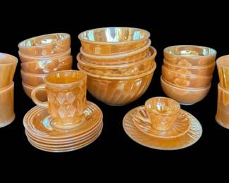 FireKing Peach Luster Mugs, Bowls, Saucers, More