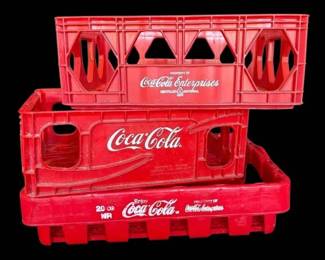 Three Red CocaCola Crates