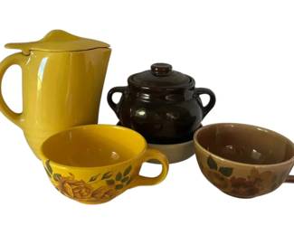 McCoy Pottery Mugs, Bowls, Vintage Yellow Pitcher, Crock