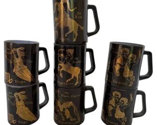7 Federal Glass Co Zodiac Mugs