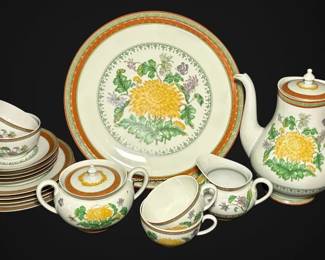 Haviland Limoges Pte Cladon Chrysantheme Tea Set