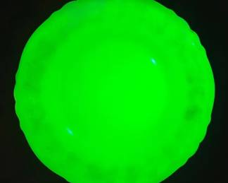 McKee Uranium Jadeite Saucer, Laurel Pattern