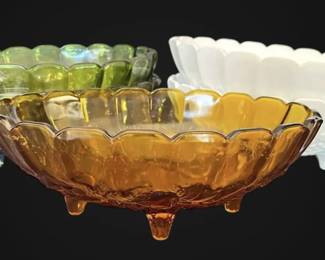 5 Indiana Glass Footed Fruit Bowls
