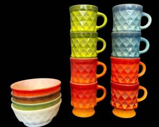 FireKing Kimberly Diamond Mugs Bowls