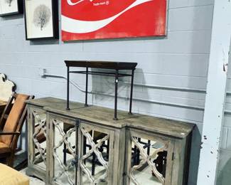 Mirrored Console, Side Table & Coca~Cola Art Orlando Estate Auction