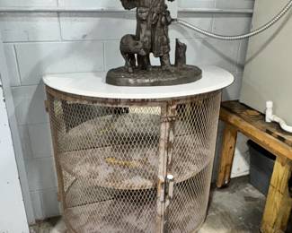 Demi Luna Metal and Marble Table and Bronze Statue Orlando Estate Auction