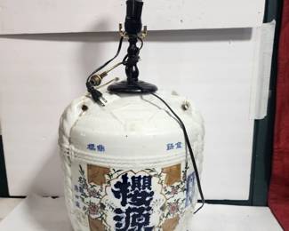 JAPANESE SAKE JUG MADE INTO LAMP