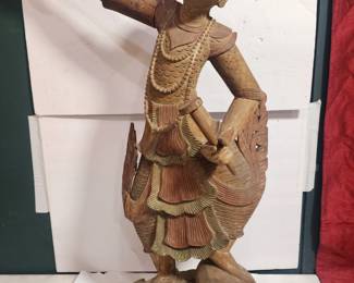 LATE 19TH CENTURY BERMESE DANCING WOOD CARVED FIGURE