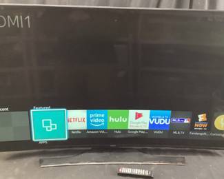SAMSUNG 55in 4k CURVED GLASS SMART TELEVISION w REMOTE NO SHIPPING PICKUP ONLY