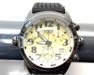 INVICTA WATCH MODEL 2144 DOME CRYSTAL CHRONOGRAPH WITH RUBBER BAND