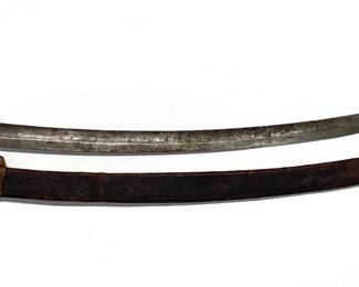 EARLY 19TH CENTURY SABER EARLY 19TH CENTURY SABER WITH LEATHER SCABBARD AND LEATHER GRIP