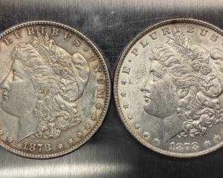 1878-P 1878-S MORGAN DOLLAR COINS 1878 PHILADELPHIA AND 1878 SAN FRANCISCO MORGAN SILVER DOLLAR