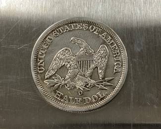 1843 -O SEATED LIBERTY HALF DOLLAR COIN 1843 NEW ORLEANS LOOKS TO HAVE BEEN CLEANED