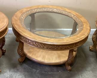 3 PIECE SET, HARDWOOD COFFEE TABLE & 2 END TABLES NO SHIPPING PICKUP ONLY