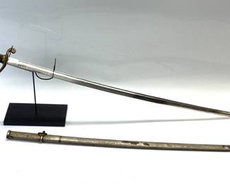 JAPANESE POLICE SWORD WW2 ERA JAPANESE POLICE/OFFICER SWORD WITH CHERRY BLOSSOMS AND SCABBARD