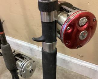 10 FISHING RODS & REELS, PENN, ABU GARCIA BAIT CASTER, OTHER OPEN FACE, NO SHIPPING PICKUP ONLY