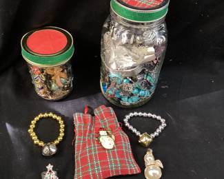 MYSTERY JARS OF COSTUME JEWELRY & POUCH