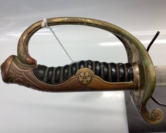 JAPANESE POLICE SWORD WW2 ERA JAPANESE POLICE/OFFICER SWORD WITH CHERRY BLOSSOMS AND SCABBARD