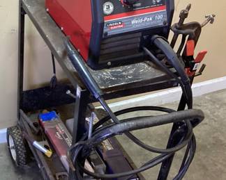 LINCOLN ELECTRIC WELD PAC 100 WELDER ON ROLLING CART NO SHIPPING PICKUP ONLY