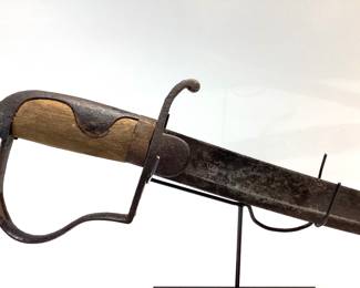 EARLY 19TH CENTURY SABER CALVARY SABER BLADE WITH METAL SCABBARD STAMPED WAR **W D CA*. * IS NOT LEGIBLE
