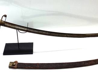 EARLY 19TH CENTURY SABER EARLY 19TH CENTURY SABER WITH LEATHER SCABBARD AND LEATHER GRIP