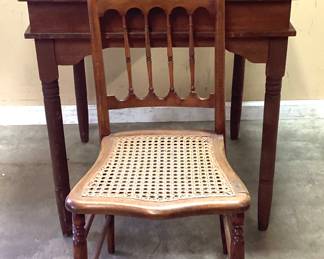 EARLY 20th CENTURY S.J. BAILEY & SON STUDENTS DESK THE DESK IS ACCOMPANIED BY AN ANTIQUE CHAIR. BOTH ARE IN GOOD CONDITION AND HAVE SIGNS OF WEAR. NO SHIPPING PICKUP ONLY.