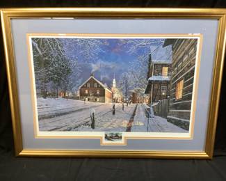 SIGNED PHILIP PHILBECK #40/50 DUSK LIGHTS, OLD SALEM WINSTON SALEM, NC PRINT NO SHIPPING PICKUP ONLY