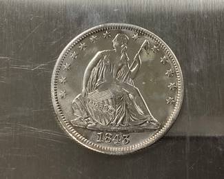 1843 -O SEATED LIBERTY HALF DOLLAR COIN 1843 NEW ORLEANS LOOKS TO HAVE BEEN CLEANED