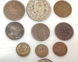 ASSORTED VTG. FOREIGN COINS, CANADA, MEXICO, AUSTRALIA, 1918 FRANCE