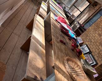 DIY Outdoor table with solid wooden benches 