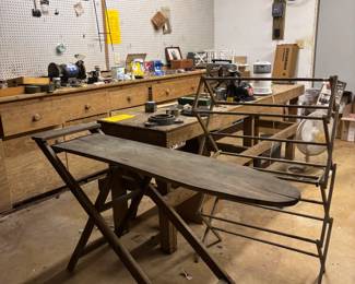 Antique ironing board, work table