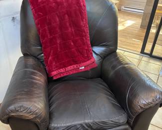 Leather recliner with footstool 
