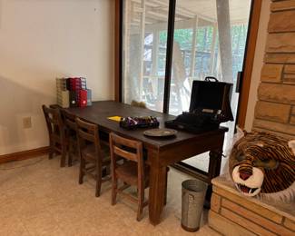 Antique children's table with cubbies and 4 chairs