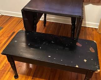 313 Old Black Table And Bench